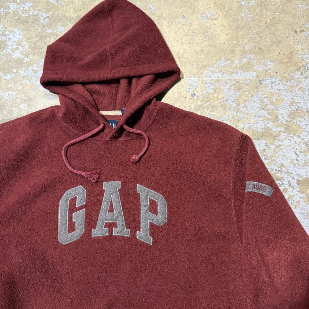 Vintage Y2K GAP Spell Out Fleece Hoodie Sz L